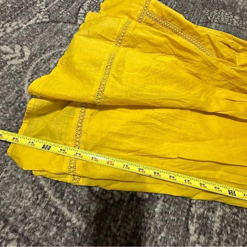 Point Sur J. Crew Women’s Size 2 Yellow Layered Cotton Tie Shoulder Dress - Image 9