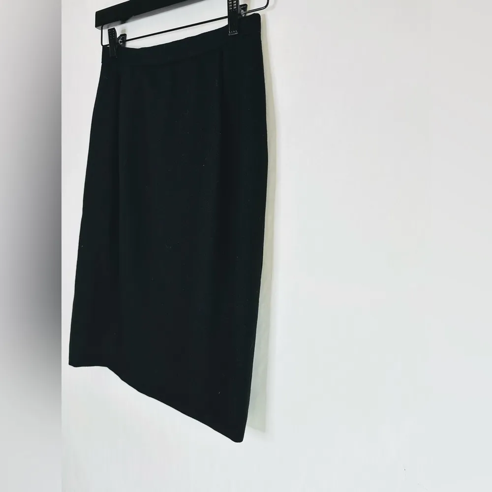 Carolina Herrera Wool Pencil Midi Black Skirt Size 8 - Image 4