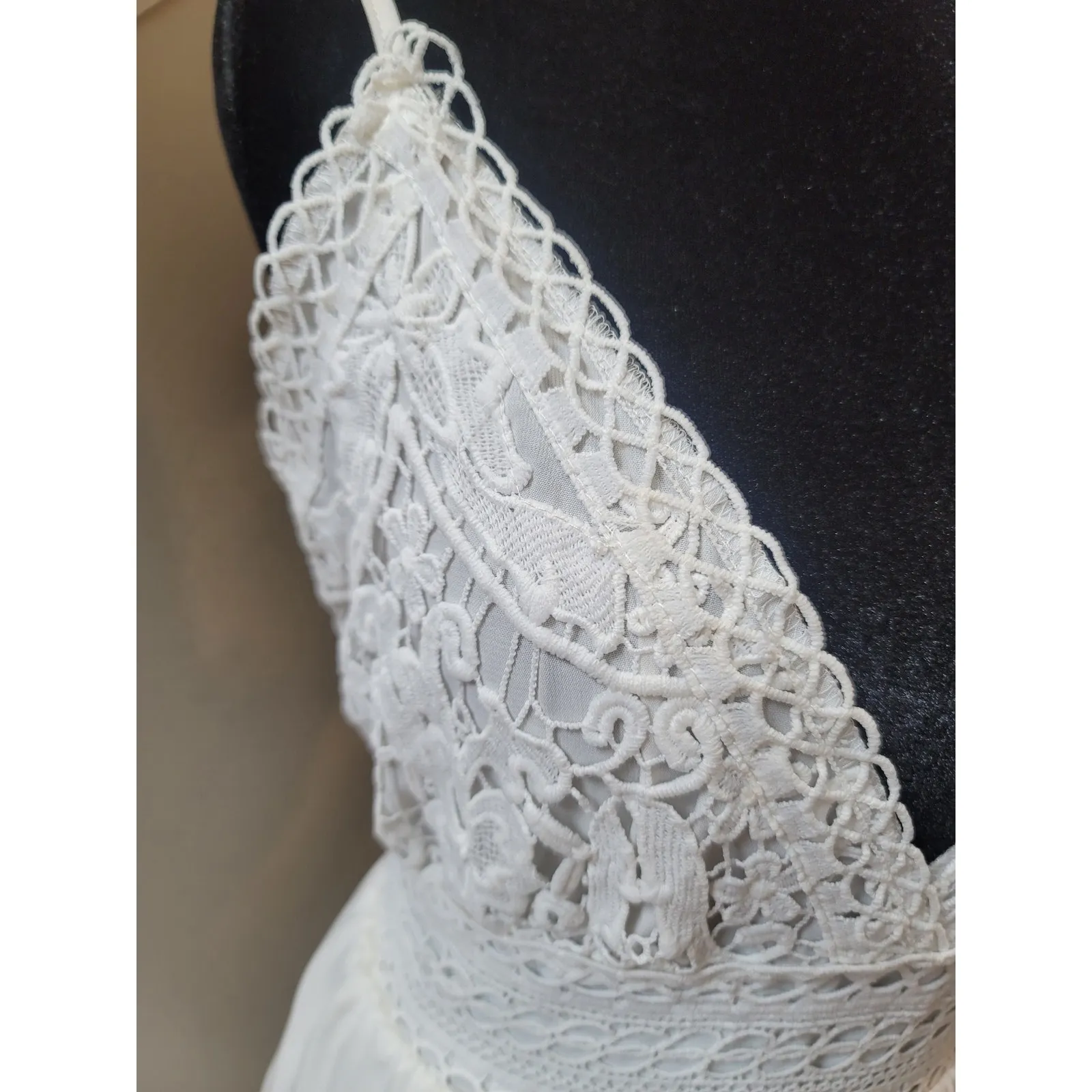 Ecowish Sundress Women Size L White Lace Tiered Sleeveless Summer Beach Casual - Image 7