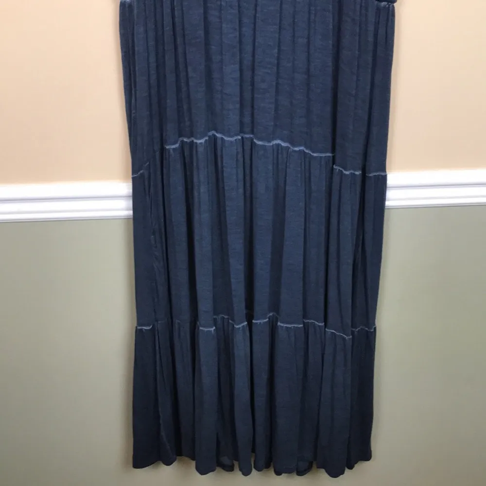 NWT Sonoma Women’s Mineral Wash Blue Tiered Tie Waist Tank Maxi Dress - Image 7