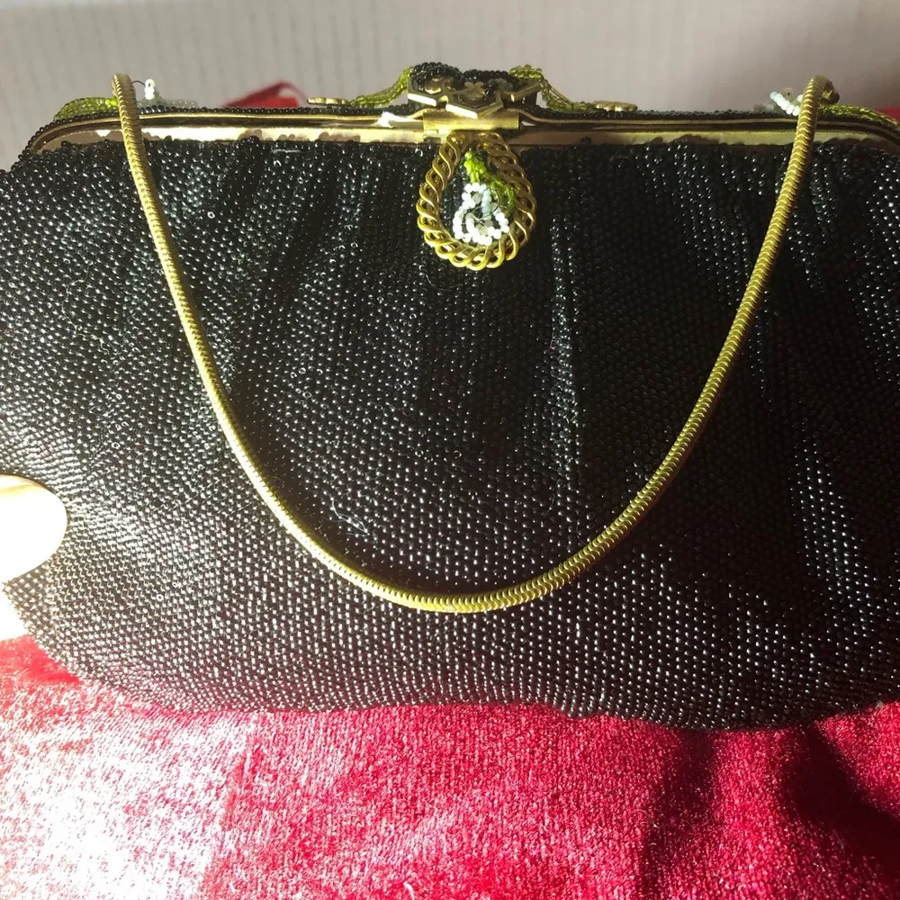 Vintage antique black beaded handbag - Image 7