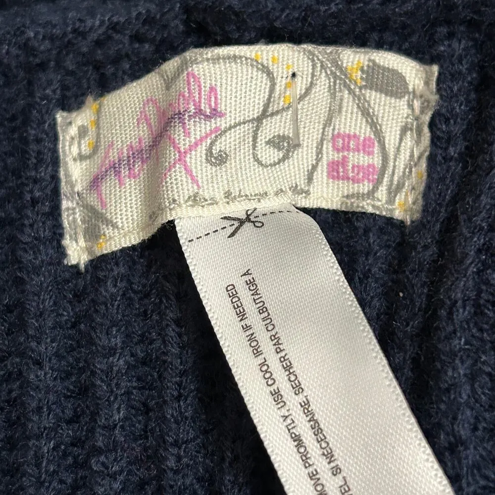 NEW Free People University Rib Sweater Scarf Knit Navy Prep Faux Wrap Scarf - Image 4