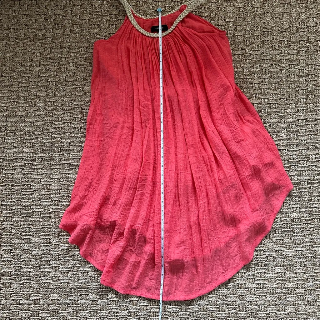 Kaktus Coral And Gold Boho Halter Dress Swim Cover Up Women’s Small Orange - Image 8