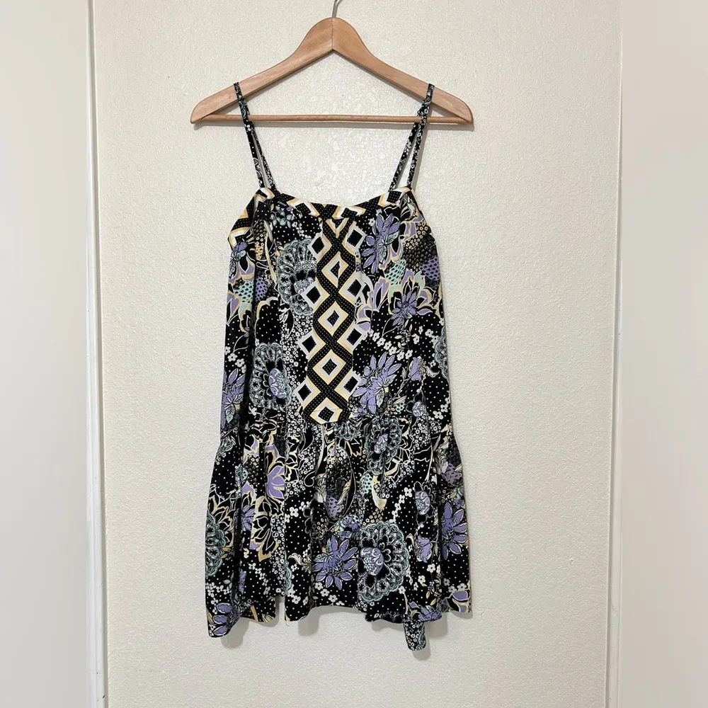 Free People Black and White Spaghetti Strap Mini Sundress - Image 2