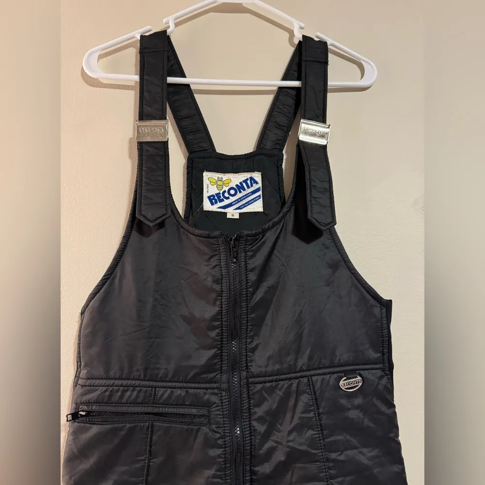 EUC Vintage Beconta Black Zip Up Snow Overalls size small - Image 2