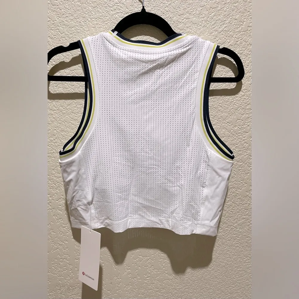 NWT Lululemon Varsity Scooped Tennis Tank Top B/C Cup White Yellow True Navy 12 - Image 6