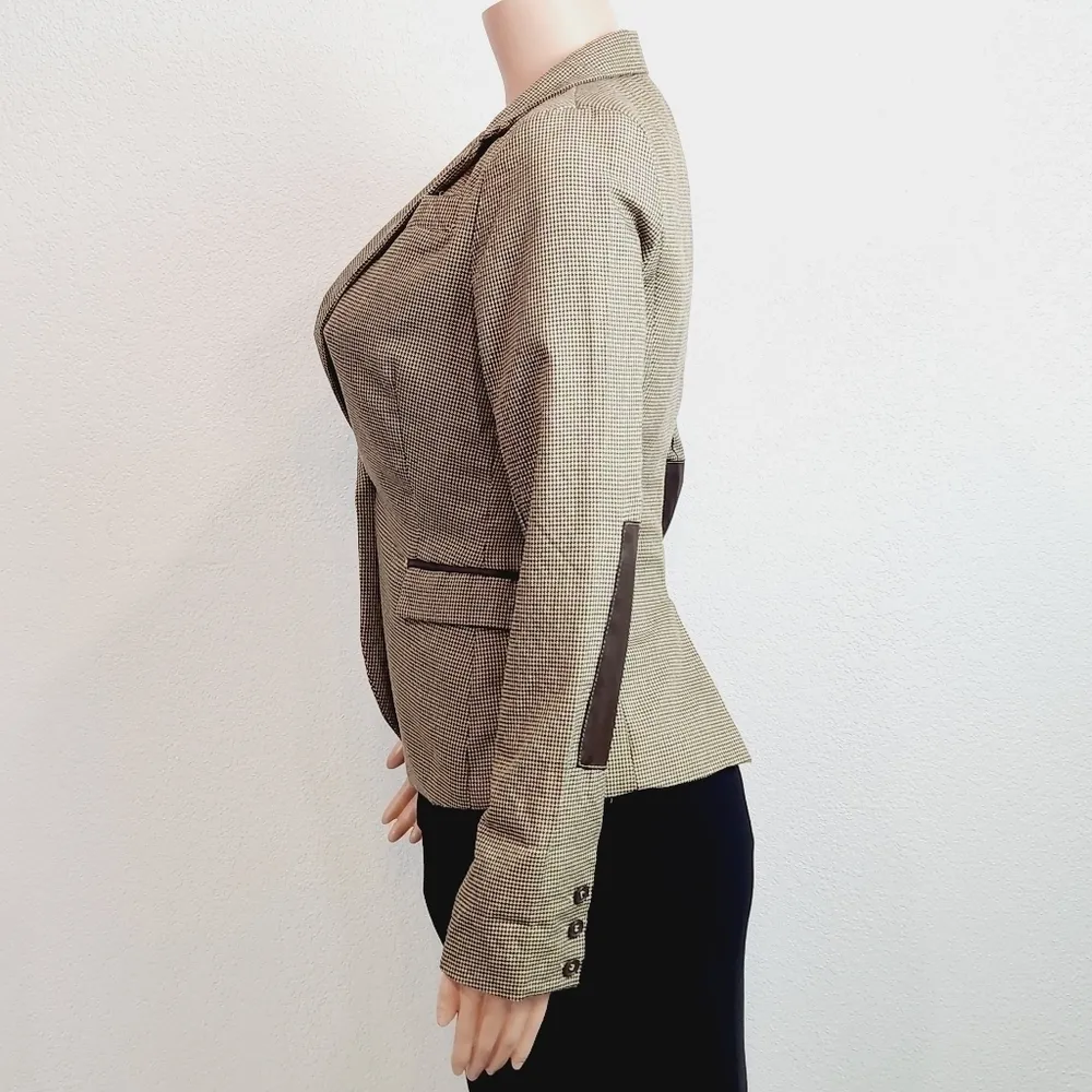 Paper Tee Small Plaid Cropped Jacket Brown Size: S - Image 6