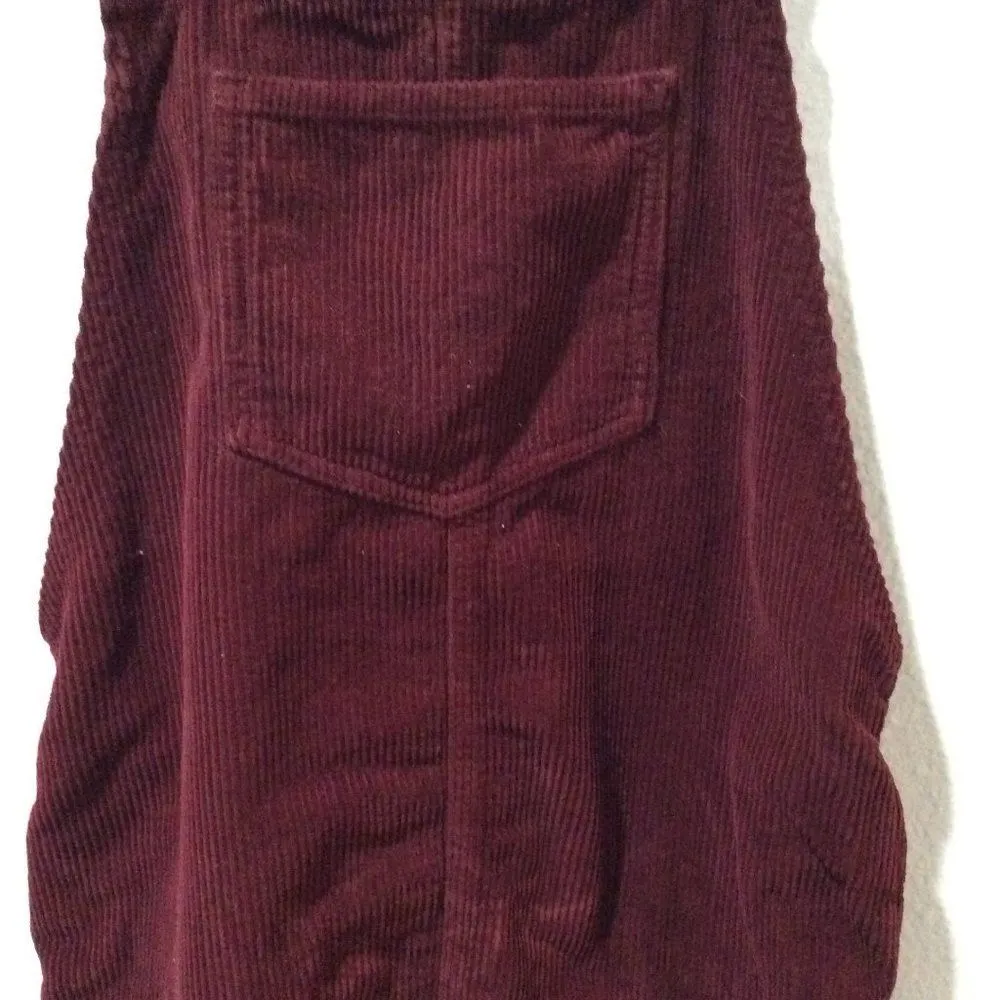 Topshop Size 4 Burgandy corduroy overall dress side and back pockets front pouch - Image 3