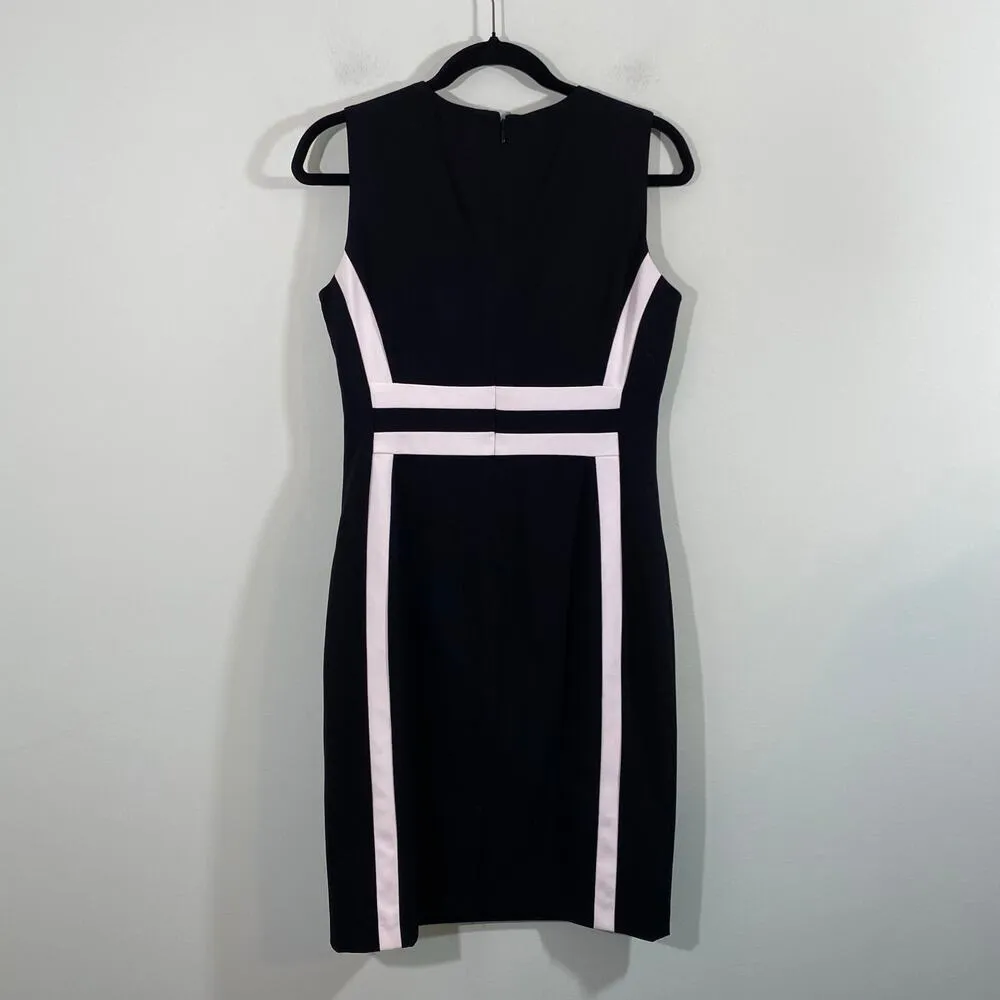 Calvin Klein Black White Contrast Sleeveless Sheath Dress Sz 6 CareerWear Office - Image 6