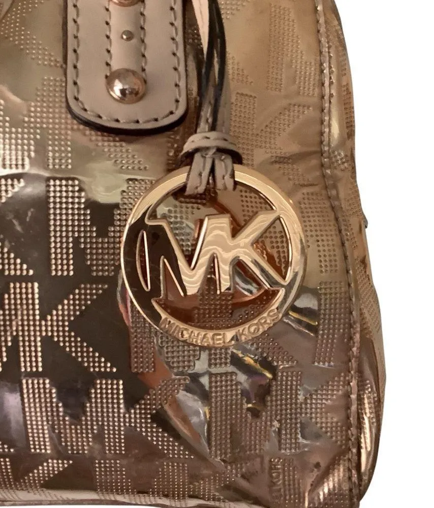 Michael Kors Signature Pink Rose Librarian Gold Bag - Image 10