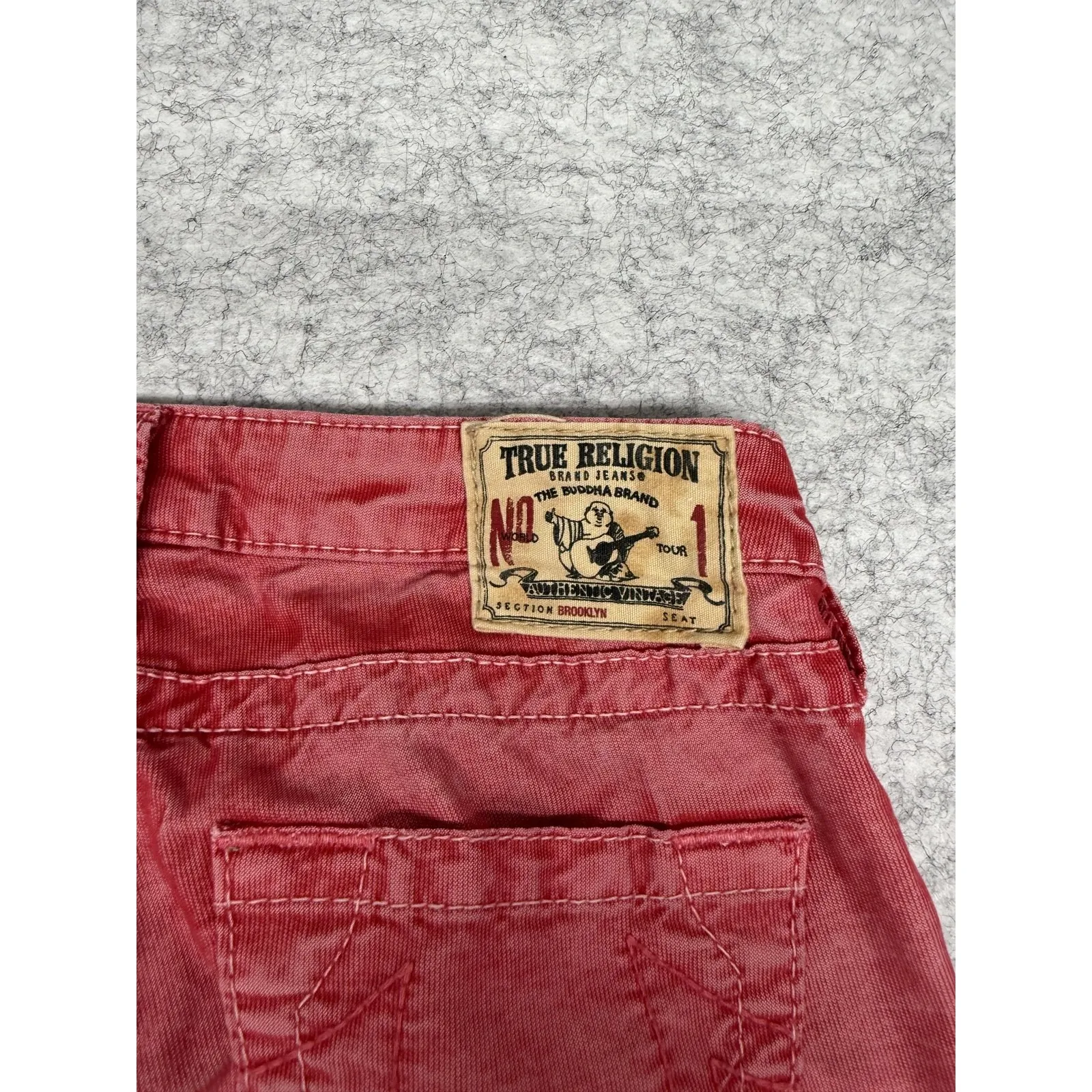 True Religion Jeans Womens 26 Red Corduroy Slim Straight Pants Buddha Brand Logo - Image 8