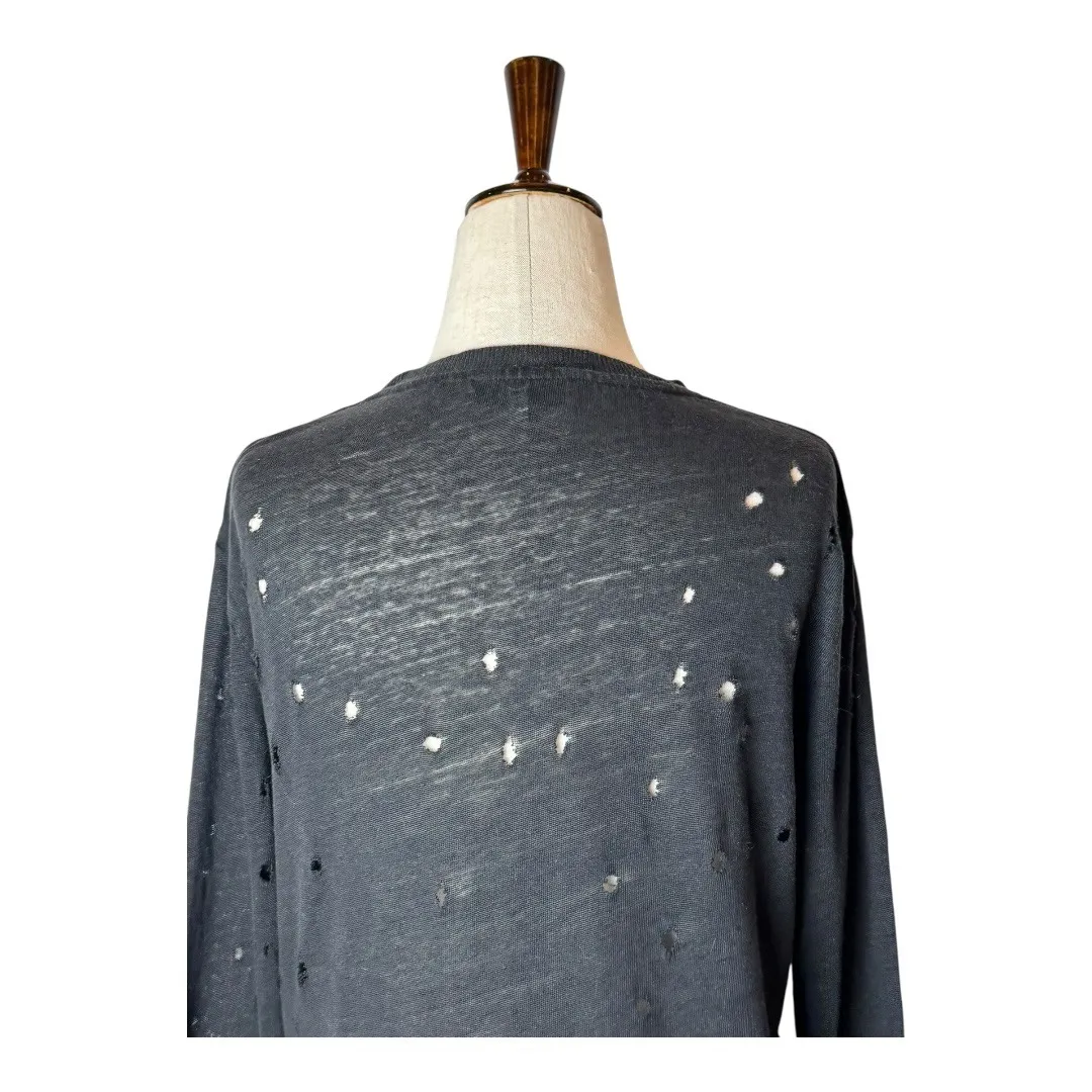 IRO Shirt Women XS Black Linen‎ Marvina Distressed Long Sleeve Tee Grunge Punk - Image 8