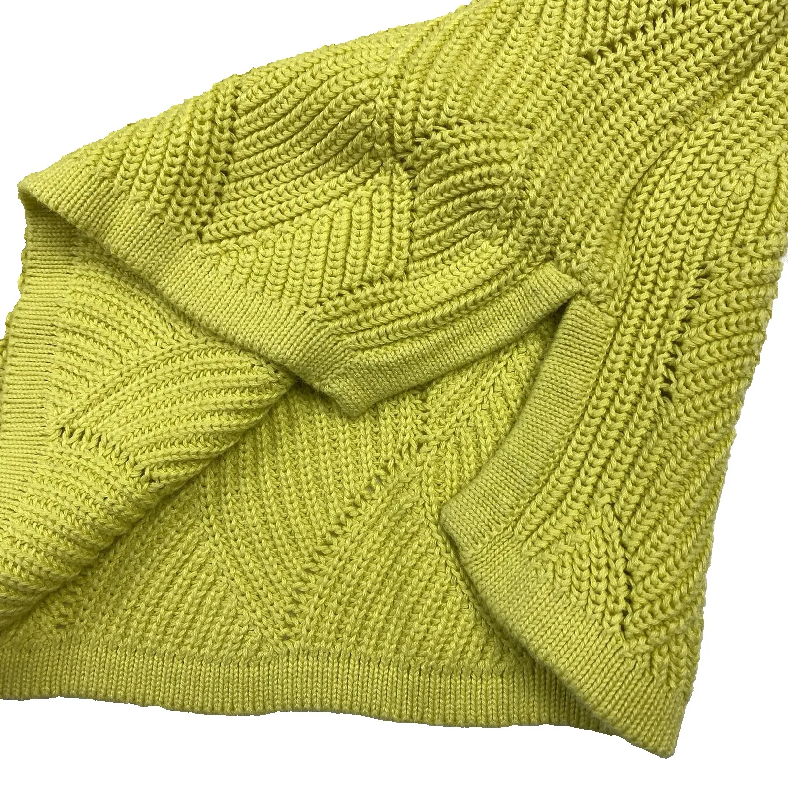 Charter Club‎ Size Medium Crewneck Sweater Neon Yellow Cotton Blend 3/4 Sleeve - Image 6