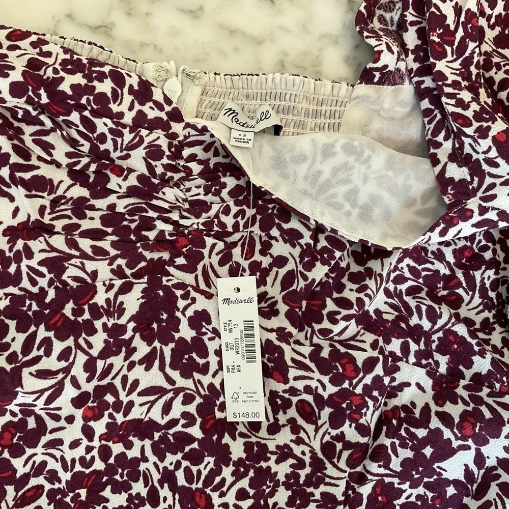 NWT Madewell Puff Sleeve Sweetheart Midi Dress in Floral 12 needs left elastic - Image 7