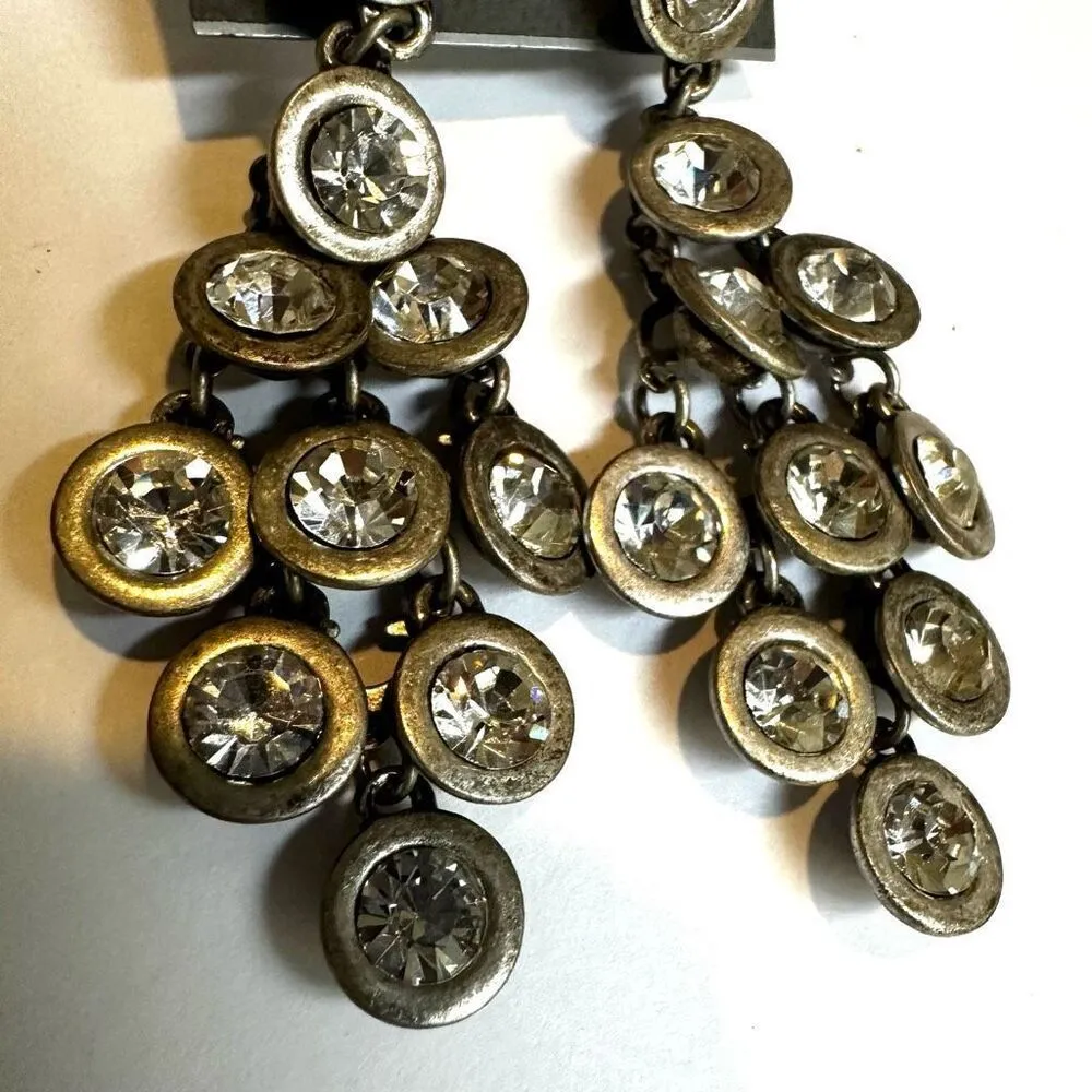 Silver tone Express circle multi rhinestone earrings - Image 4