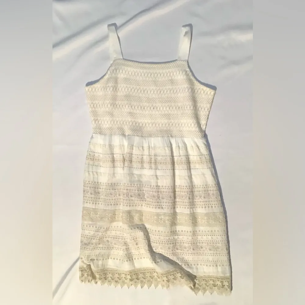 J. Jill White/Beige Sleeveless Embroidered Dress sz Medium‎ Fairy Core Whimsical White - Image 2