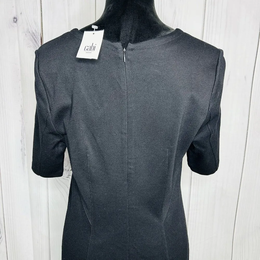 NWT Cabi Claire Dress V-Neck Ponte Short Sleeve Sheath Black Sz 10 NEW - Image 9