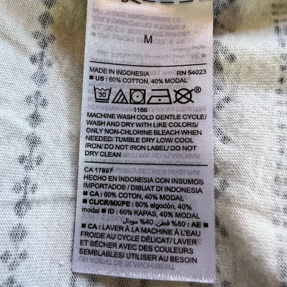 Old Navy Womens T Shirt Swing Top Geo Print Stripes Short Sleeve Cream Black Med - Image 7