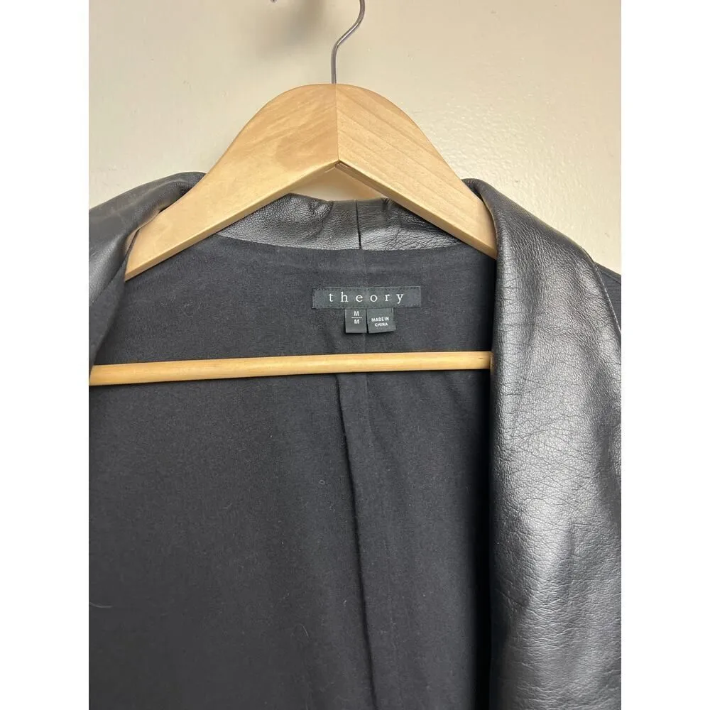 Theory  Brigida Drape Ponte and Lambskin Leather Jacket Sz S - Image 2