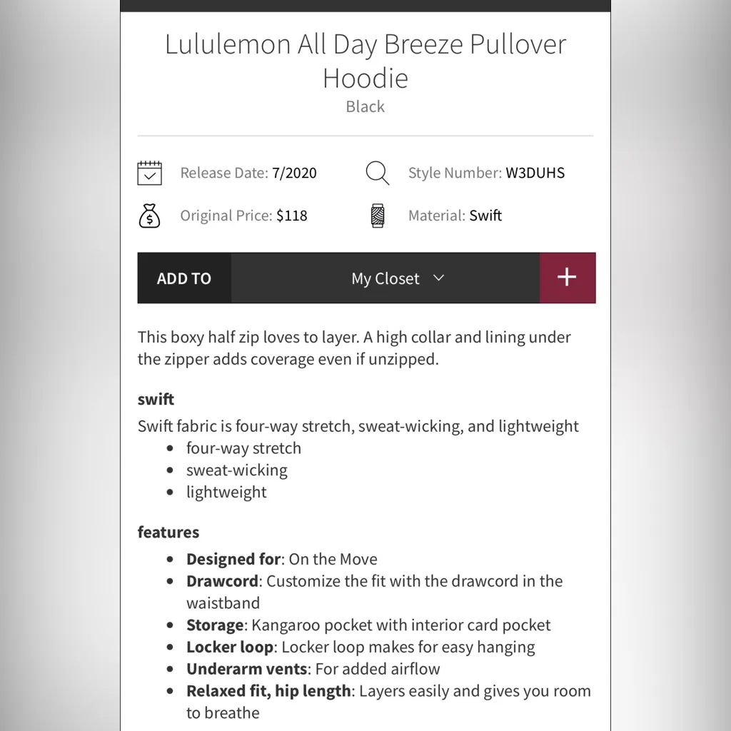 Lululemon All Day Breeze Pullover Hoodie Sz 8 - Image 6