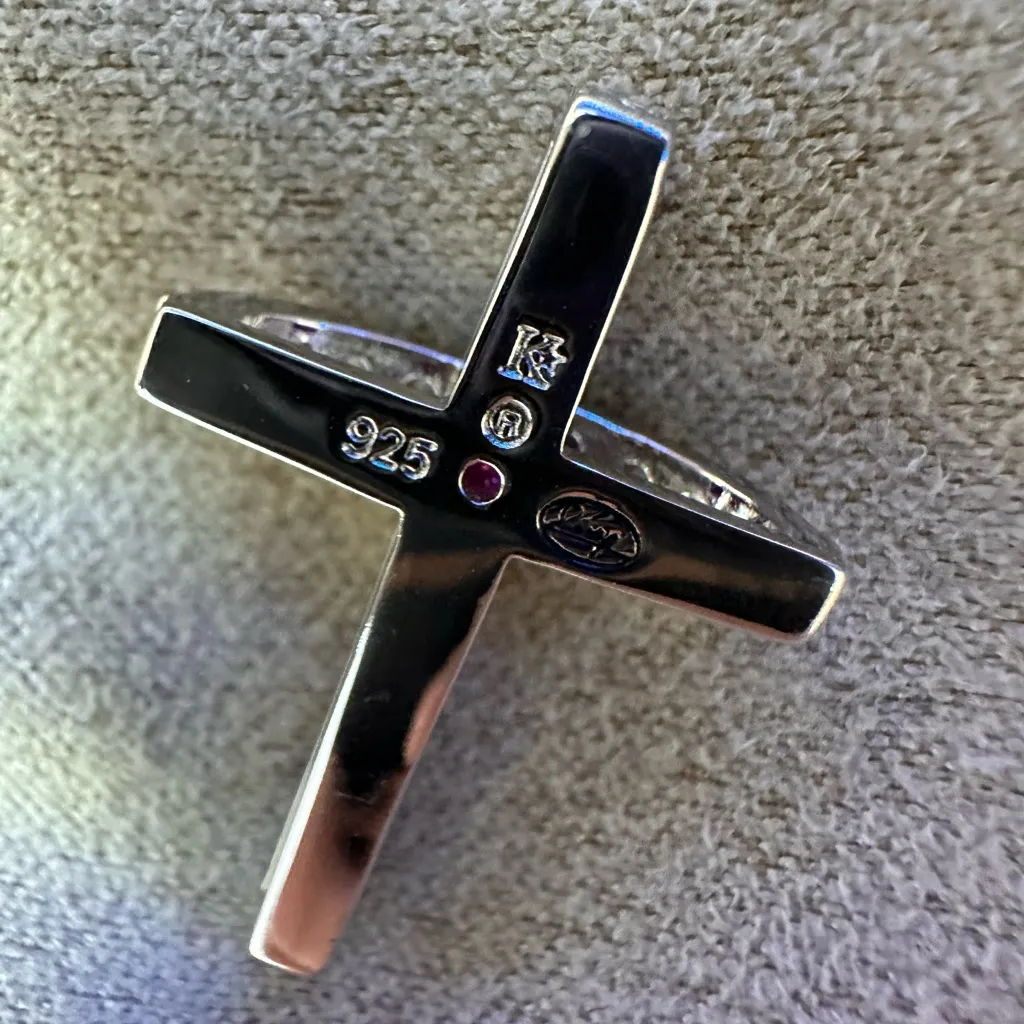 Cross Lab Created Ruby/White Diamond Simulated Pendant Silver - Image 7