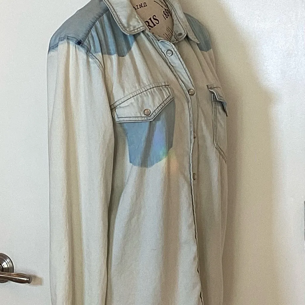 VINTAGE LADIES SNAP DOWN LONG SLEEVE DENIM SHIRT by MUDD SZ LG 90’s HIPPIE ✌️ - Image 2