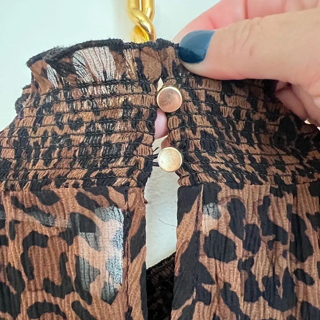 Zara Sheer Leopard Print Midi Dress Women’s Size Small - Image 9