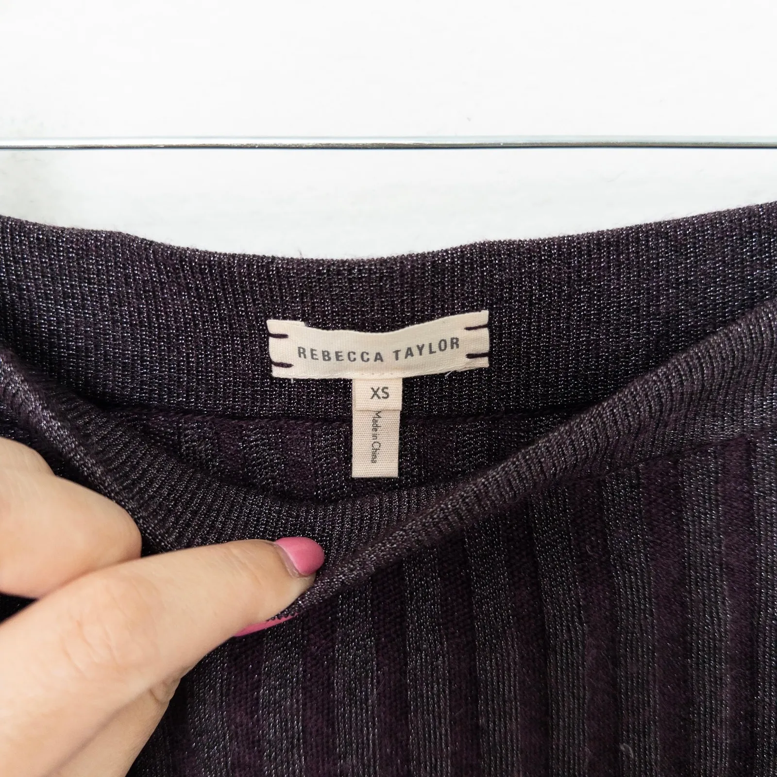 Rebecca Taylor Womens Skirt Size XS Purple Ribbed Pleated Midi Minimalist Preppy - Image 6