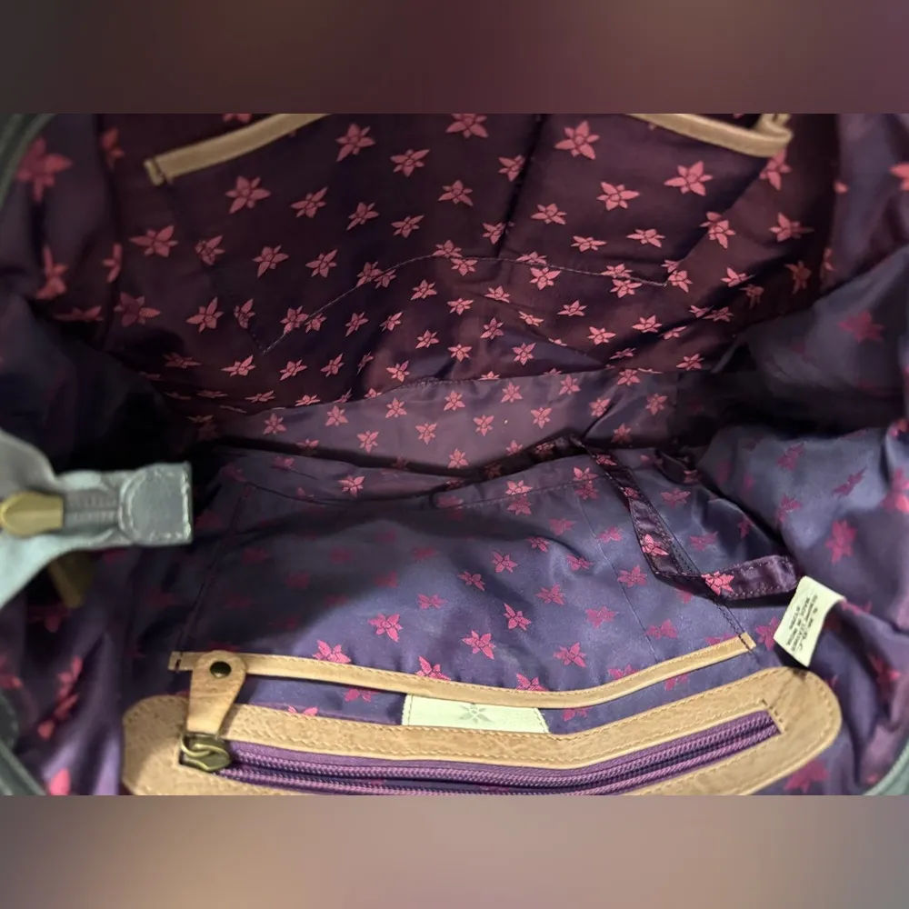 ANUSCHKA WILD MEADOW HAND PAINTED LEATHER SHOULDER TOTE PURSE like new condition Pink - Image 6