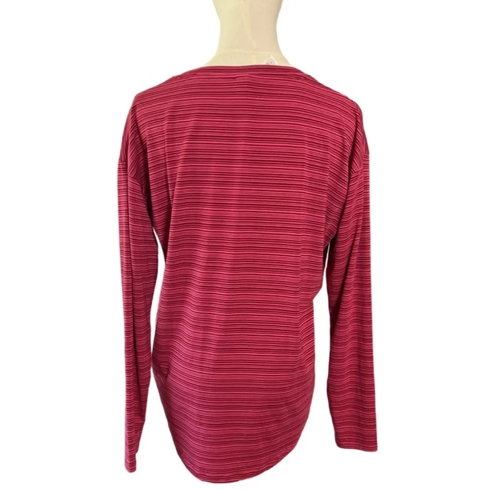 Athleta Cloudlight Stratus Long Sleeve Tee Pink Red Stripe Size M  EUC - Image 3