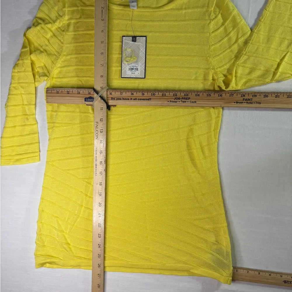Dana Buchman Yellow Fitted Ribbed Blouse small - Image 5