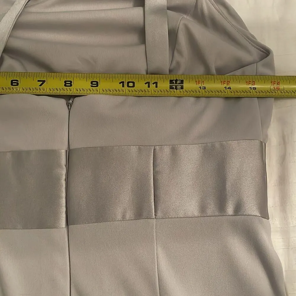 White Vera Wang Grey One Shoulder Jersey Satin Trim Bridesmaid Dress Womens 8 - Image 6