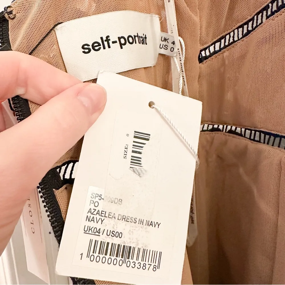 NWT Self Portrait Azaelea Lace Dress Navy Blue sz 00 - Image 9