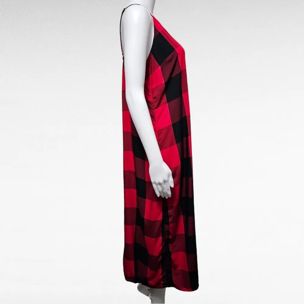 Old Navy Red & Black Plaid Sleeveless Slip Dress Slip Dress Size Medium - Image 4