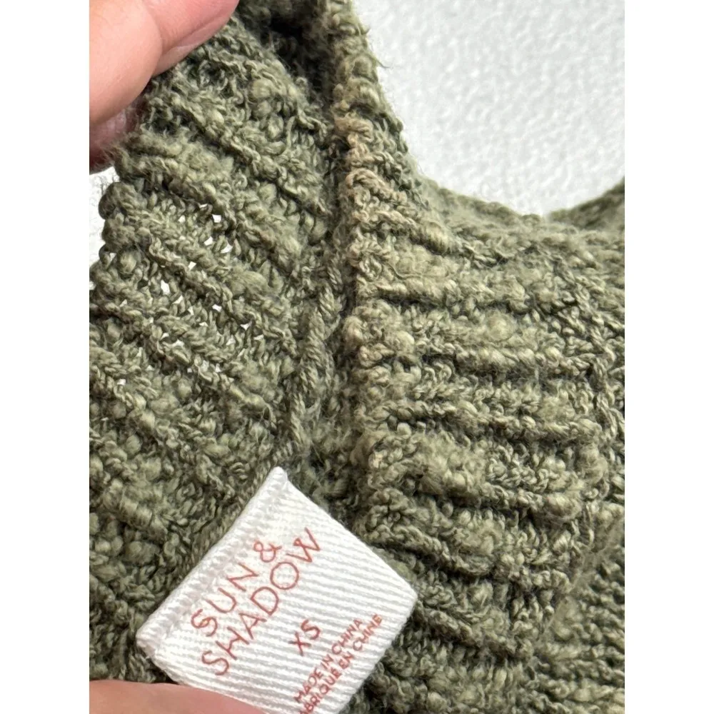 Sun shadow Sleeveless Knit Sweater Dress Olive Green Lace Up Side Detail Casual - Image 8