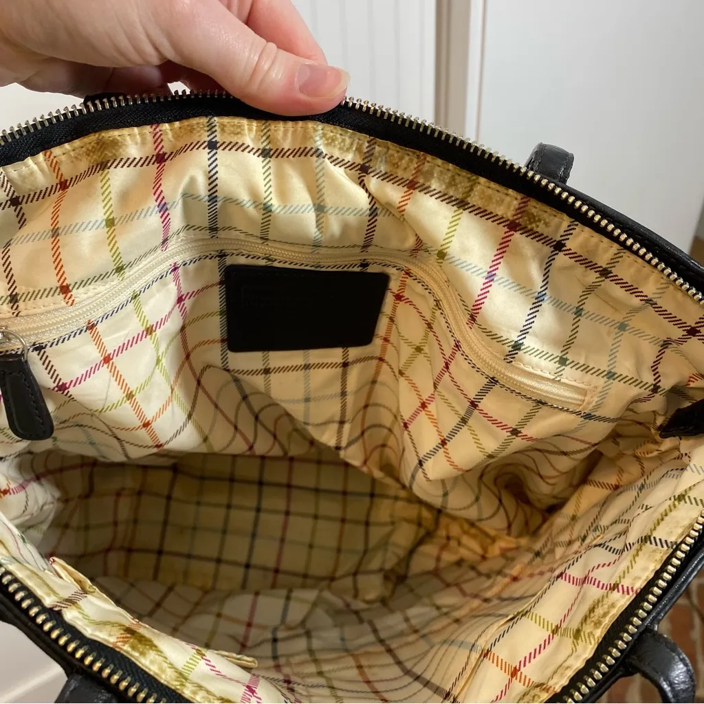 Coach Black Monogram and Silver Tote Bag Y2K designer luxury everyday work class - Image 4