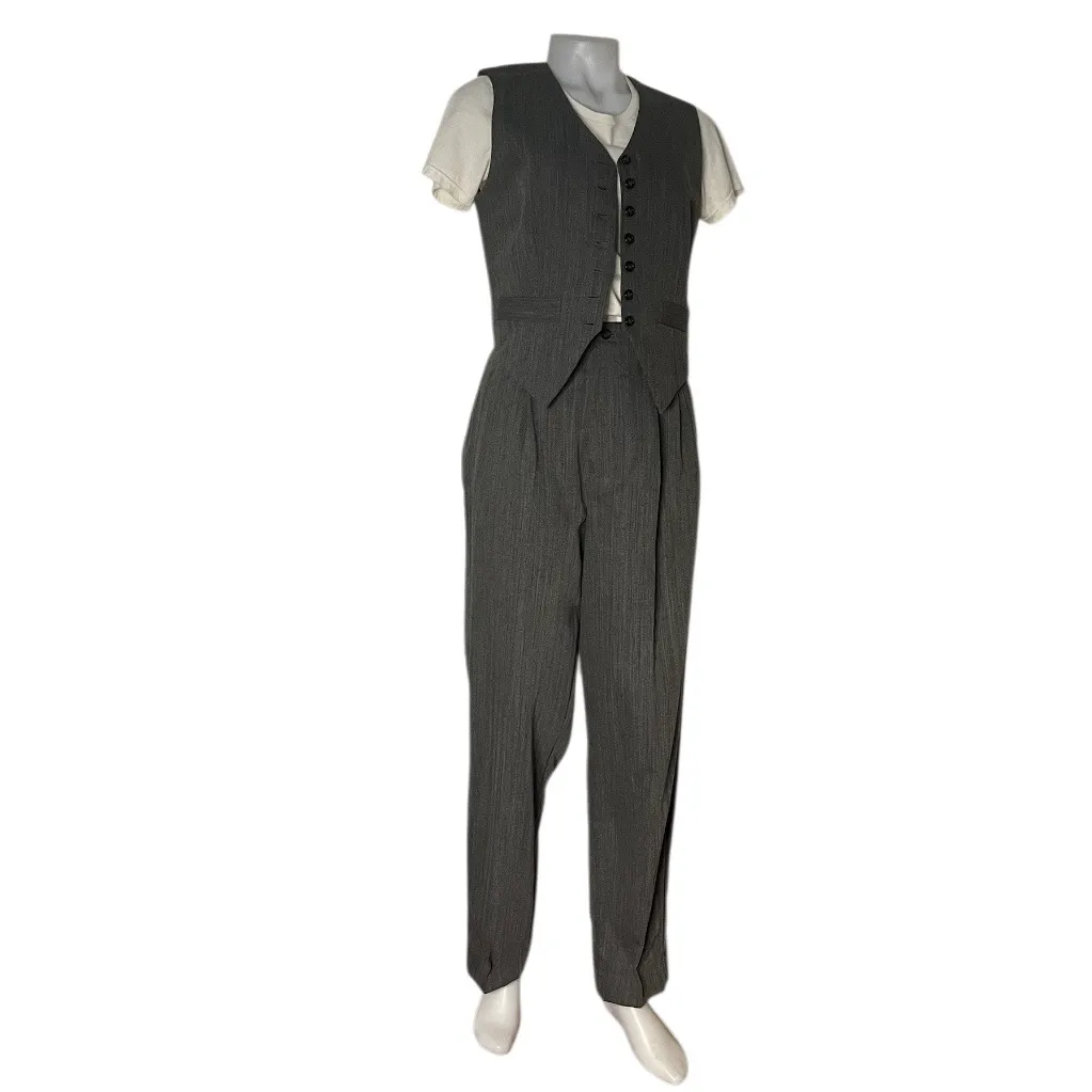 J PETERMAN 3 Piece Pantsuit Longline Jacket Pants Vest Wool Lined Womens VINTAGE Size 10 - Image 4