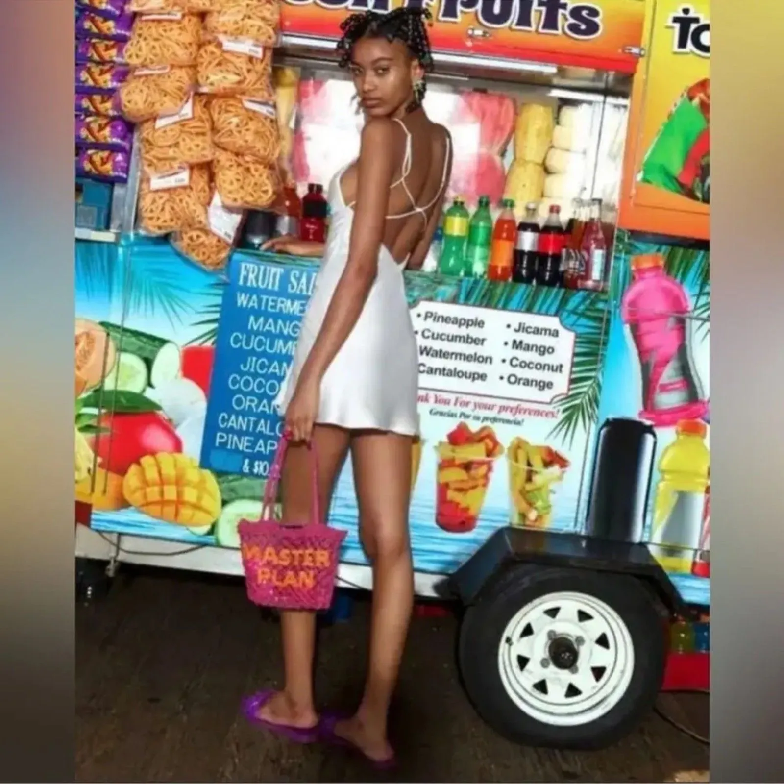 Zara White Satin Cut-Out Mini Dress Blogger Favorite Backless Strappy Slip XXL - Image 2