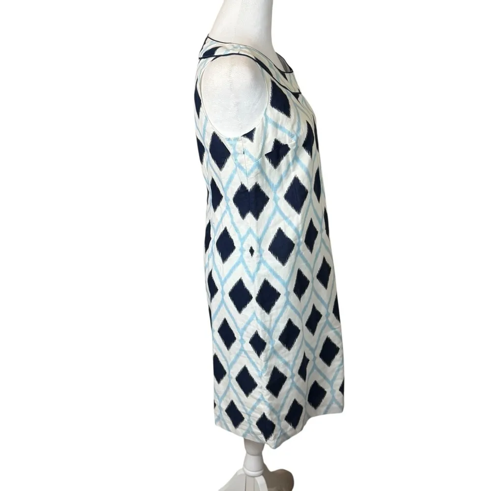 Talbots Petite Linen Blend Audrey Shift‎ Dress Geometric 6P Vacation Nautical - Image 3