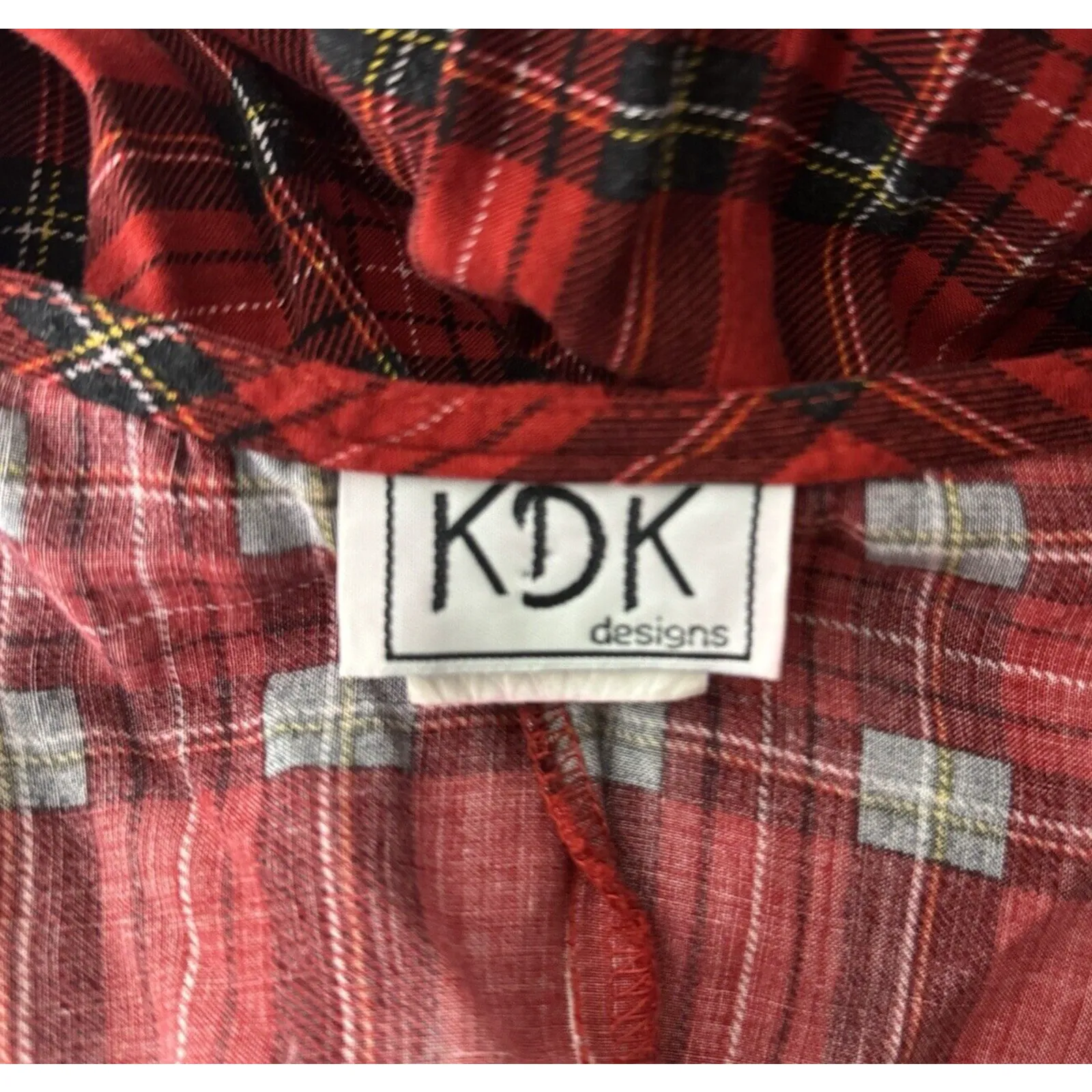 KDK‎ Designs Dress Womens XL Black Red Plaid Midi Classic Preppy Cabin Vintage - Image 7