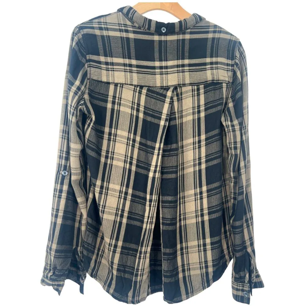 Thread & Supply Women's M Plaid Brown Black Flannel Shirt Top Button Up Size M - Image 2