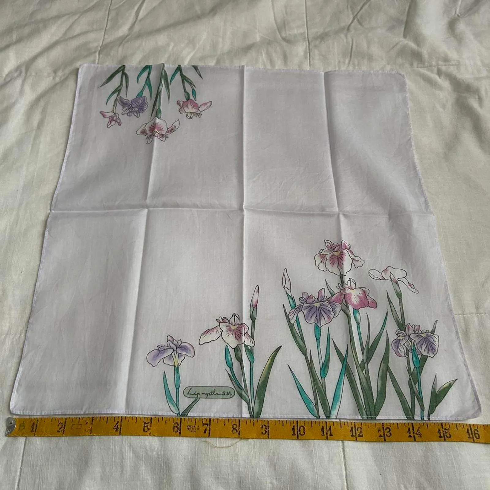 Pale lavender lily floral blossom print bandana 0848 White - Image 4