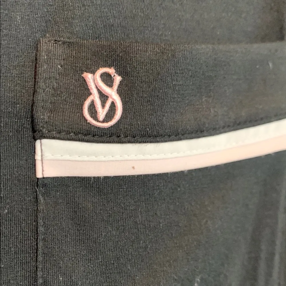 Women’s Victoria’s Secret Black Button-Up Oversized Sleep Shirt White Piping S - Image 3