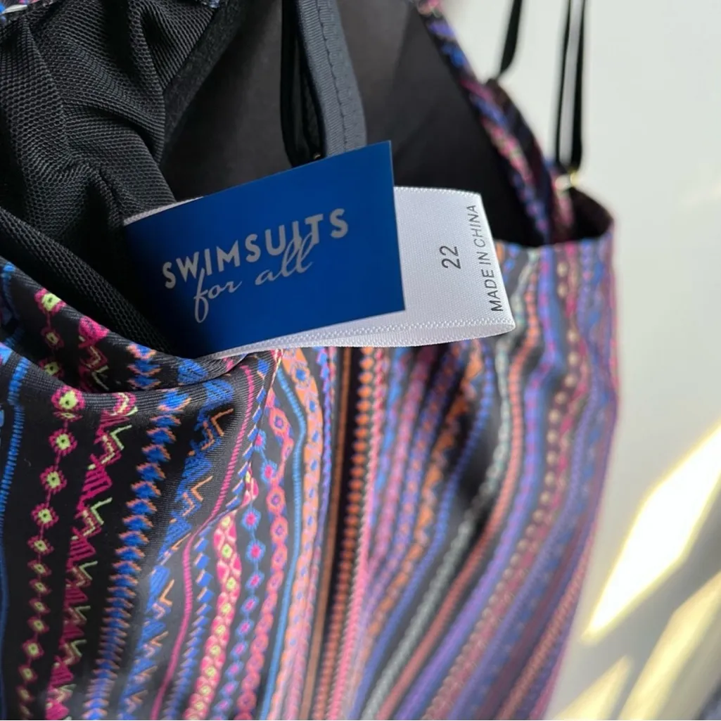 NWT Swimsuits for All Tankini Top Size 22 Purple - Image 4