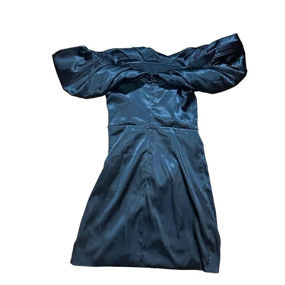 NEW DO + BE Ella Cocktail Dress off the shoulder black satin sz small - Image 2