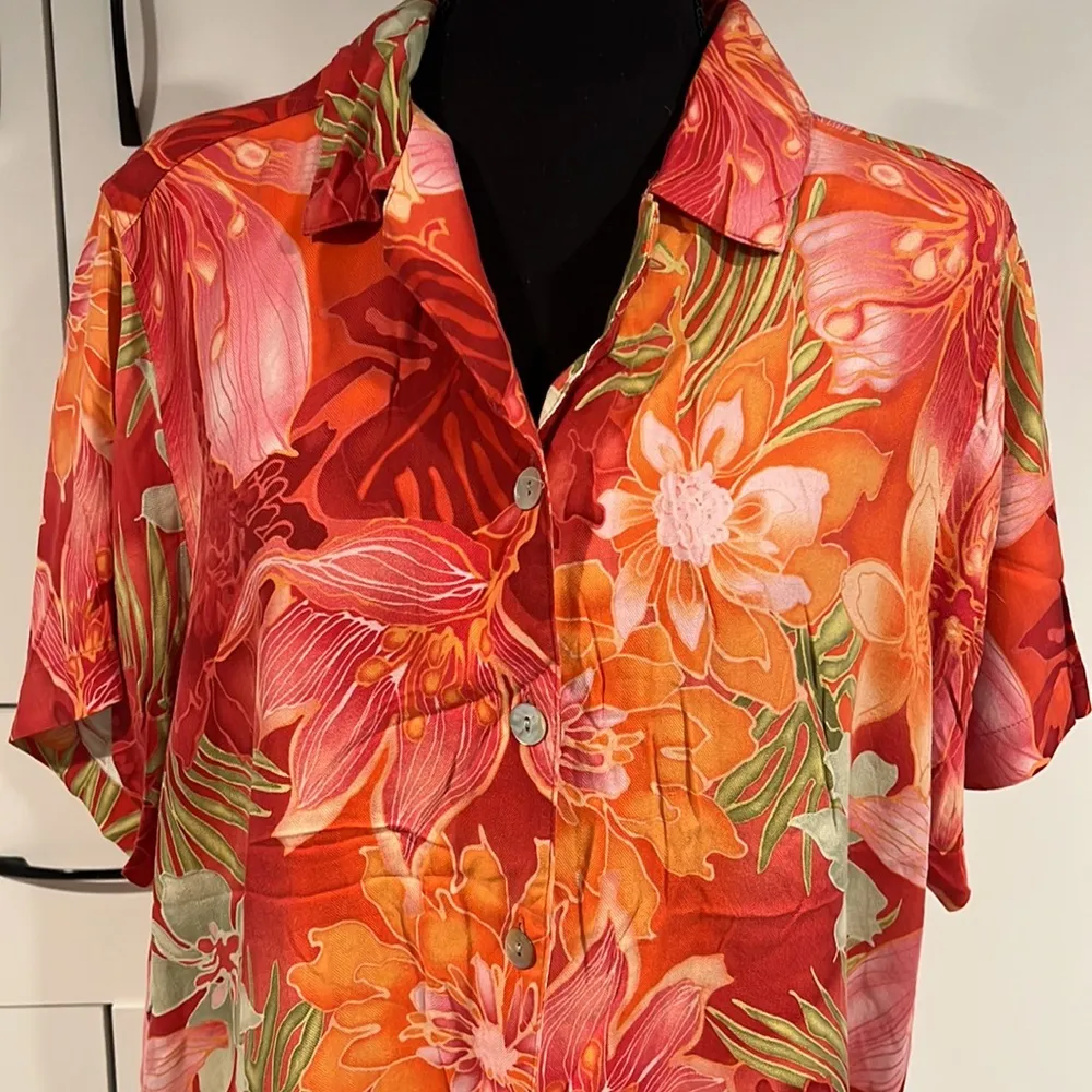 Caribbean Joe silk‎ shirt . Size 1X - Image 2