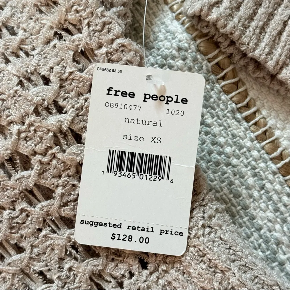 Free People Best Of You Natural Open Knit Long Sleeve Slouchy Boho Sweater XS - Image 10