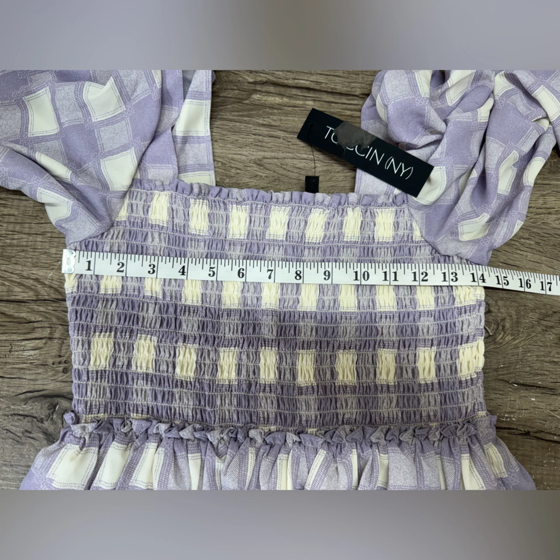 Toccin NY‎ Smocked Puff Sleeve Mini Dress Sz xs Lavender NWT Purple - Image 6