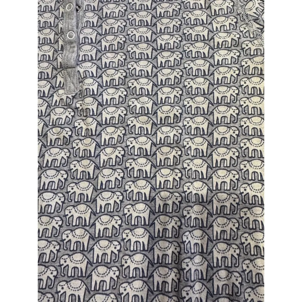 Roller Rabbit  Elephant Pattern Henley Long Sleeve Shirt Small Ecclectic Boho - Image 5