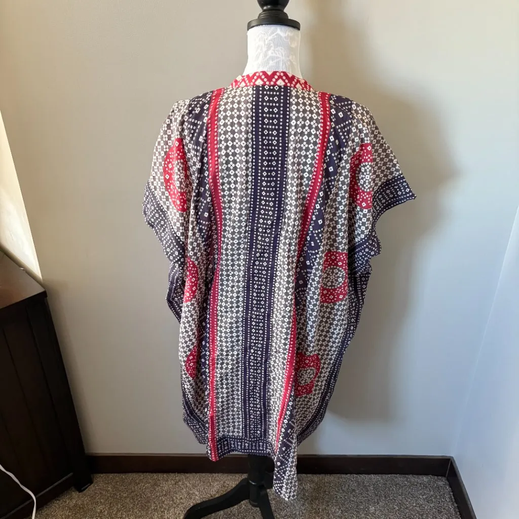 Emerson Fry India Collection Womens Short Caftan Dress Organic Cotton One Size Red Size undefined - Image 5